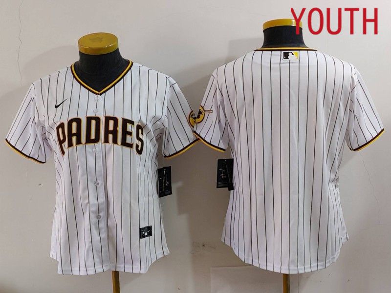 Youth San Diego Padres Blank White Stripe Game 2024 Nike MLB Jersey style 8302->women mlb jersey->Women Jersey